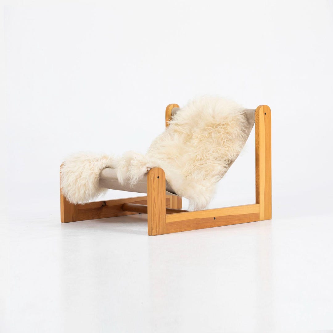 1 of 3 Sling chair in pine, canvas an...