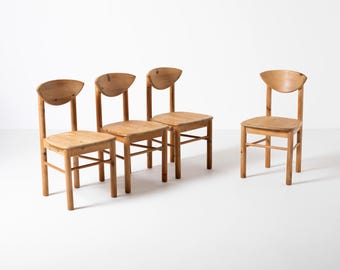 Set von 4 Esszimmerstühlen aus Kiefernholz, zugeschrieben Rainer Daumiller, Dänemark, 1970er Jahre