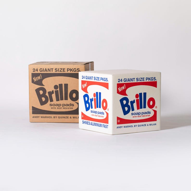 Limited Edition Andy Warhol Pop Art Brillo Box Pouf in White by Quinze