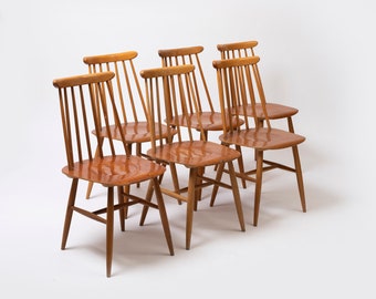 Set of 6 Fanett 65t dining chairs by Ilmarii Tapiovaara, Sweden, 1960s