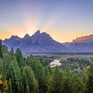 Grand Tetons Wandbild, druckbare Kunst, Snake River Overlook, Herbstfarben, Nationalpark, Grand Teton National Park, Berge, Wald, Wyoming
