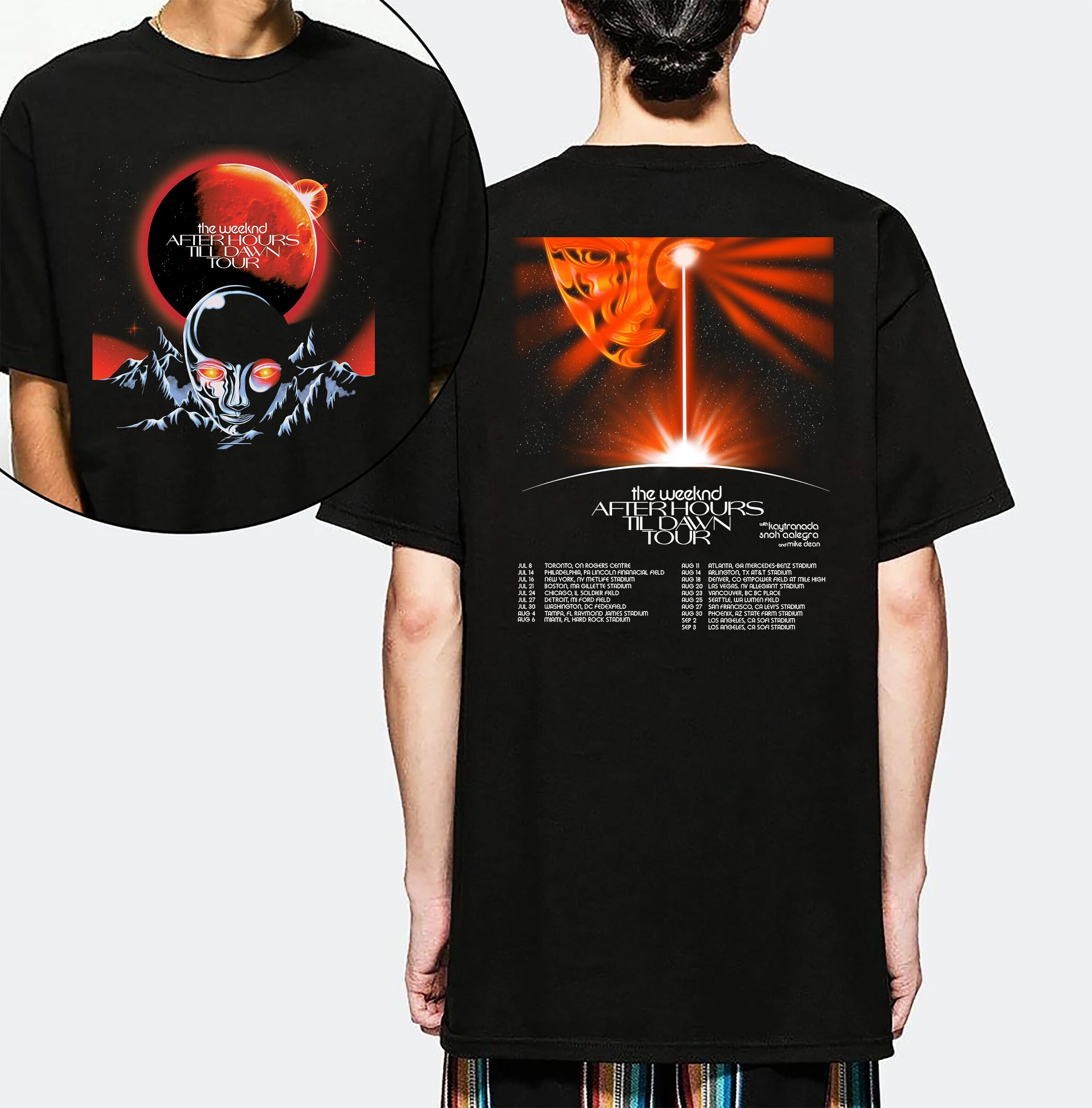 The Weeknd After Hours Tour 2022 boot tshirt w front & back graphics
