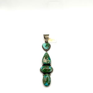 Navajo Handmade Sterling Silver Sonoran Turquoise Pendant Made By Betta Lee