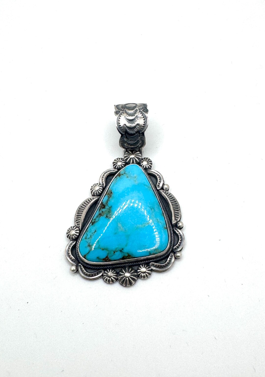 Navajo Kingman Turquoise Sterling Silver Pendant by Bennie Ramone - Etsy