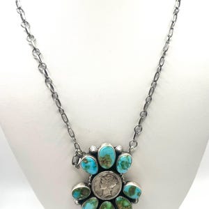 Navajo Handcrafted Sterling Silver Sonoran Gold Turquoise Necklace Made By Tim Yazzie