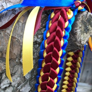 Customized Choose Your Colors Satin Triple Tri-Color Ribbon Graduation Lei with a Tag of Graduate's Name