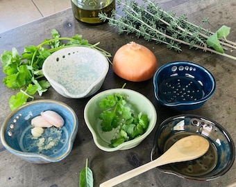 Handmade Stoneware Garlic Grater, Herb Stripper, & Spoon Rest -  Free Shipping and Personalization