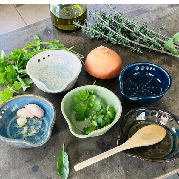 Multifunctional Pottery Kitchen Tool – Herb Stripper, Garlic Grater & Spoon Rest- Handmade in Missouri