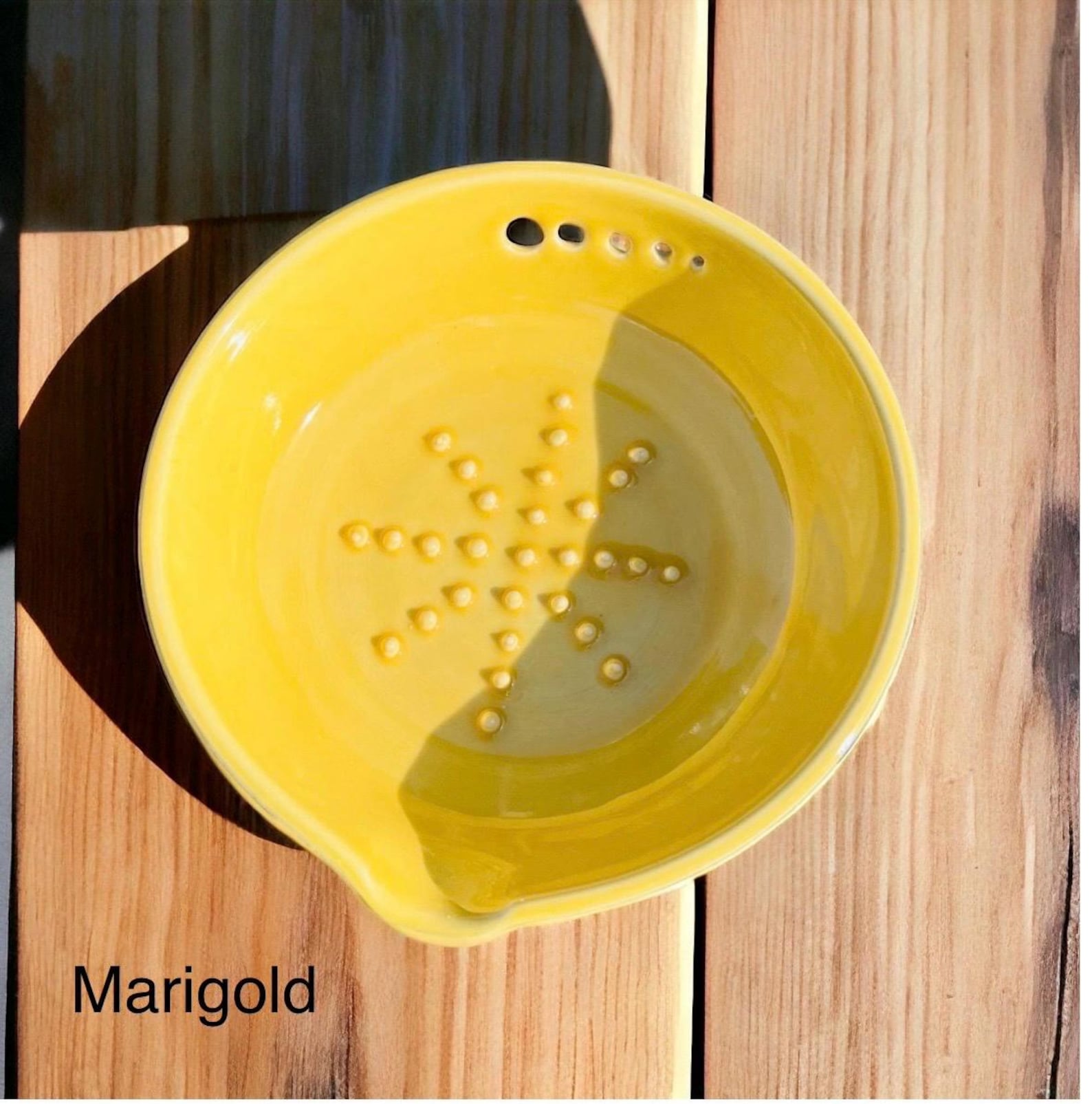 Handmade Stoneware Herb Stripper, Garlic-Onion-Ginger Grater & Spoon Rest - Free Personalization and Free Shipping - Marigold