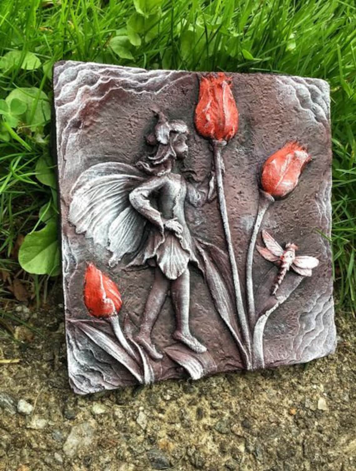 Flower Fairy STONE Garden Ornament Fairy Gift Garden Etsy