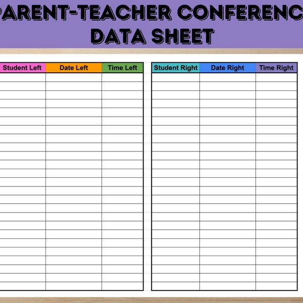 Customizable Parent-Teacher Conference Data Sheet