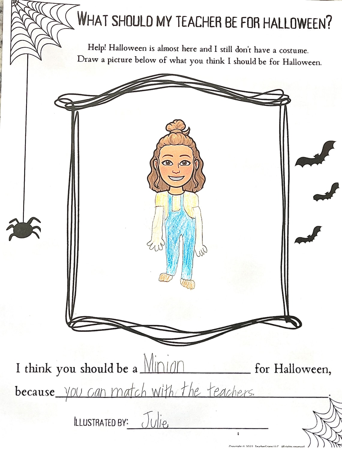 What Should My Teacher Be for Halloween? Classroom Worksheet Activity ...