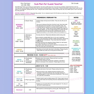 Modèle de sous-plan modifiable pour la planification de l'enseignement de substitution (ressource numérique)
