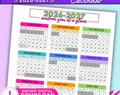 2026-2027 Academic Year At-A-Glance Calendar | Year at a Glance | Printable | 2026-2027 School Year Calendar | Calendar | Digital Download