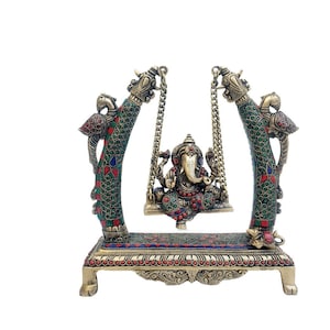 Brass Lord Ganesha on Swing/Brass Ganesh/Ganpati on Swing/Jhoola/Jhula