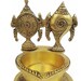 Artvarko Diya In Ottone Con Simboli Shankha E Chakra - Set Da 2 Pezzi Per Puja E Decorazione Religiosa - Altezza 10,6 Cm, Finitura Oro Lucido