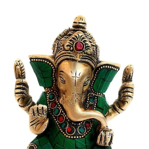 MohanJodero Elegant Brass Ganesha Idol