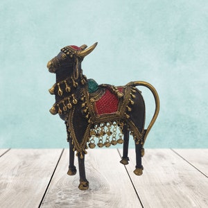Elegant Brass Dhokra Art Five Legs Brass cow made with ancient lost wax method