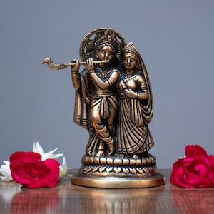 Brass Idol Radha Krishna statue