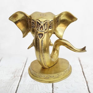 Brass Lord Ganesha Idol/Brass Lord Abstract Ganesha Statue in Modern Art with Antique Golden  Finish