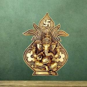 Brass Lord Ganesha Statue Ganesha Idol Ganpati Murti Brass Idol Brass Lord Ganesha wall hanging