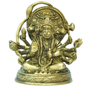 Elegant Brass Lord Panchmukhi Hanuman Statue