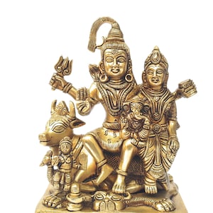 Brass Shiv Parivar Shiva Parvati Ganesh Family Murti Idol Statue Sculpture