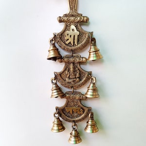 Mohan Jodero Elegant Brass Shree Ganeshaya/Namah/Shubh Labh Wall Hanging Bells