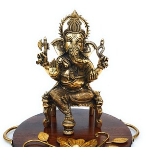 MohanJodero Elegant Brass Ganesha Idol