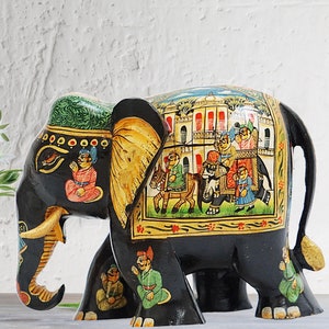 Rajasthan Wooden Handicraft  Colorful Elephant Handmade Hand Painted, Ethnic Indian Multicolor Style