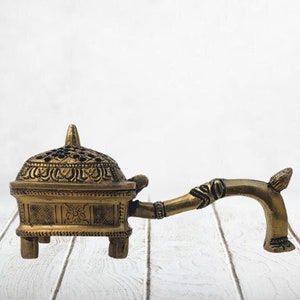 Brass Incense holder Incense Burner, Brass Dhoop Box, Lamp, Brass puja Dhoopdani, Engraved Burner, Prayer Lamp, Home Fragrance