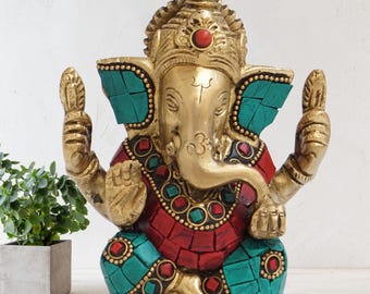 MohanJodero Elegant Brass Ganesha Idol