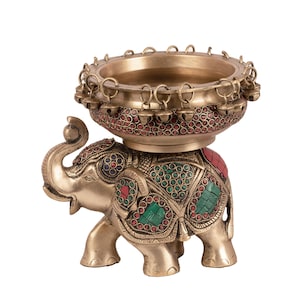 Elegant Brass Elephant Urli with Bells