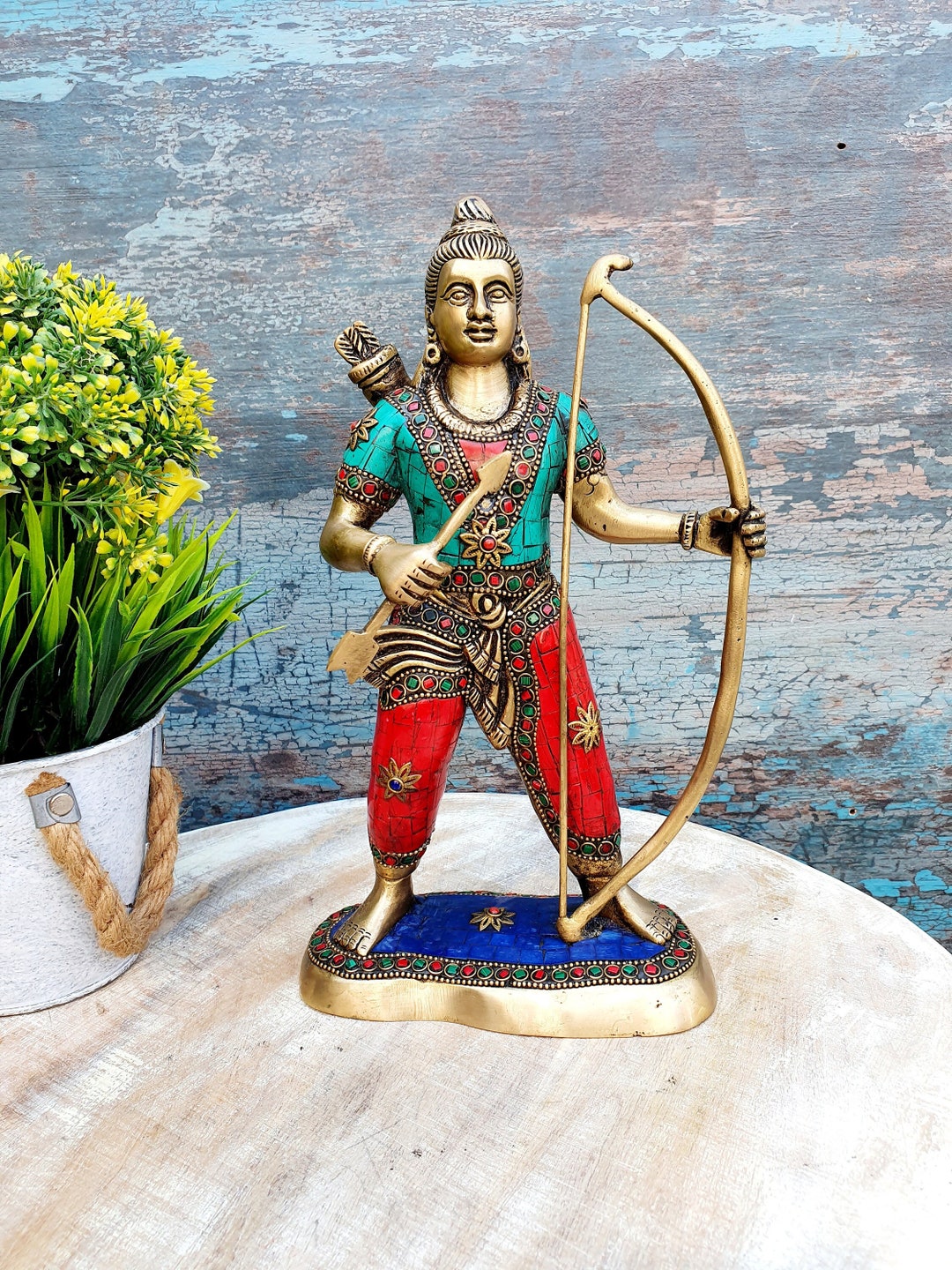 Brass Lord Rama Idol Ram Statue Murti in Multicolor Stonework - Etsy