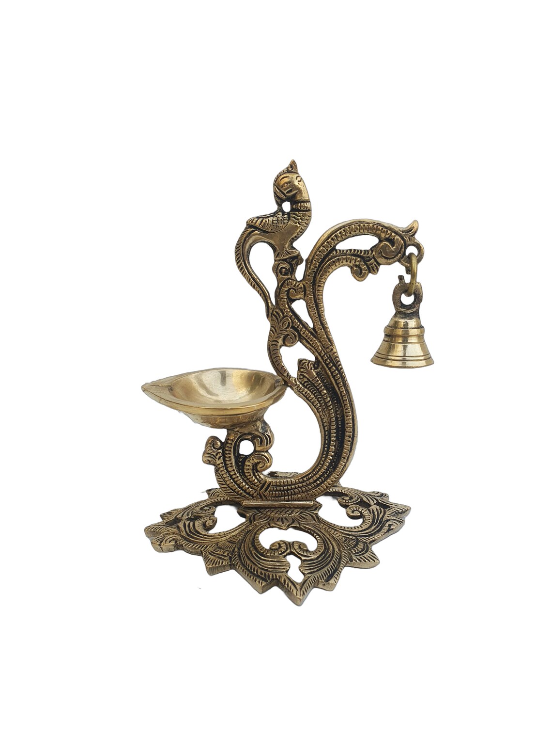 Brass Peacock Oil Wick Diya main image 1