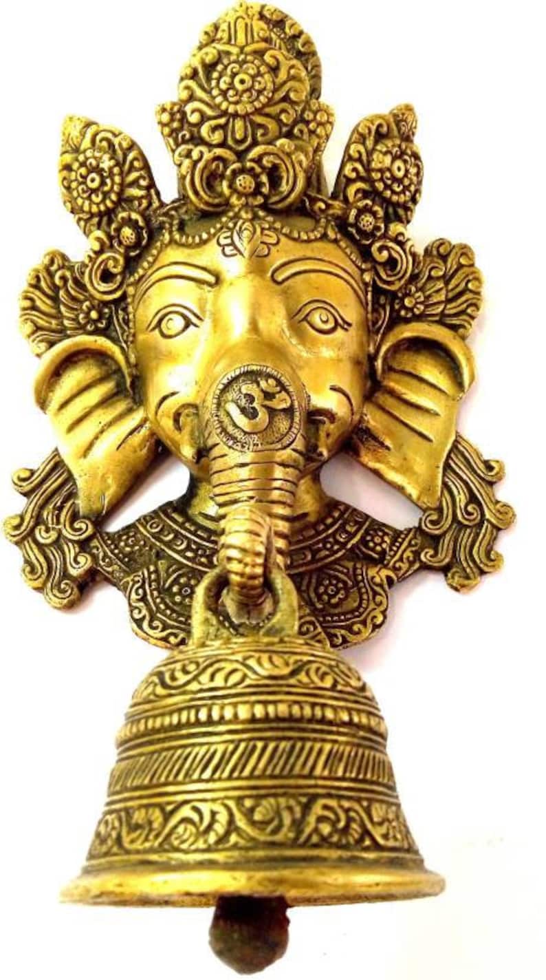 Brass Lord Ganesha Wall Hanging With Bell Idol Etsy
