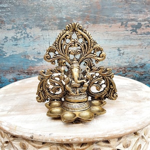 Brass  Diya  Oil Wick in Antique Golden Finish