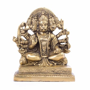 Elegant Brass Lord Panchmukhi Hanuman Statue
