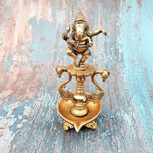 Brass Dancing Ganesha Diya stand