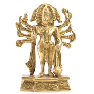 Elegant Brass Lord Panchmukhi Hanuman/Five Face Standing Lord Hanuman Statue