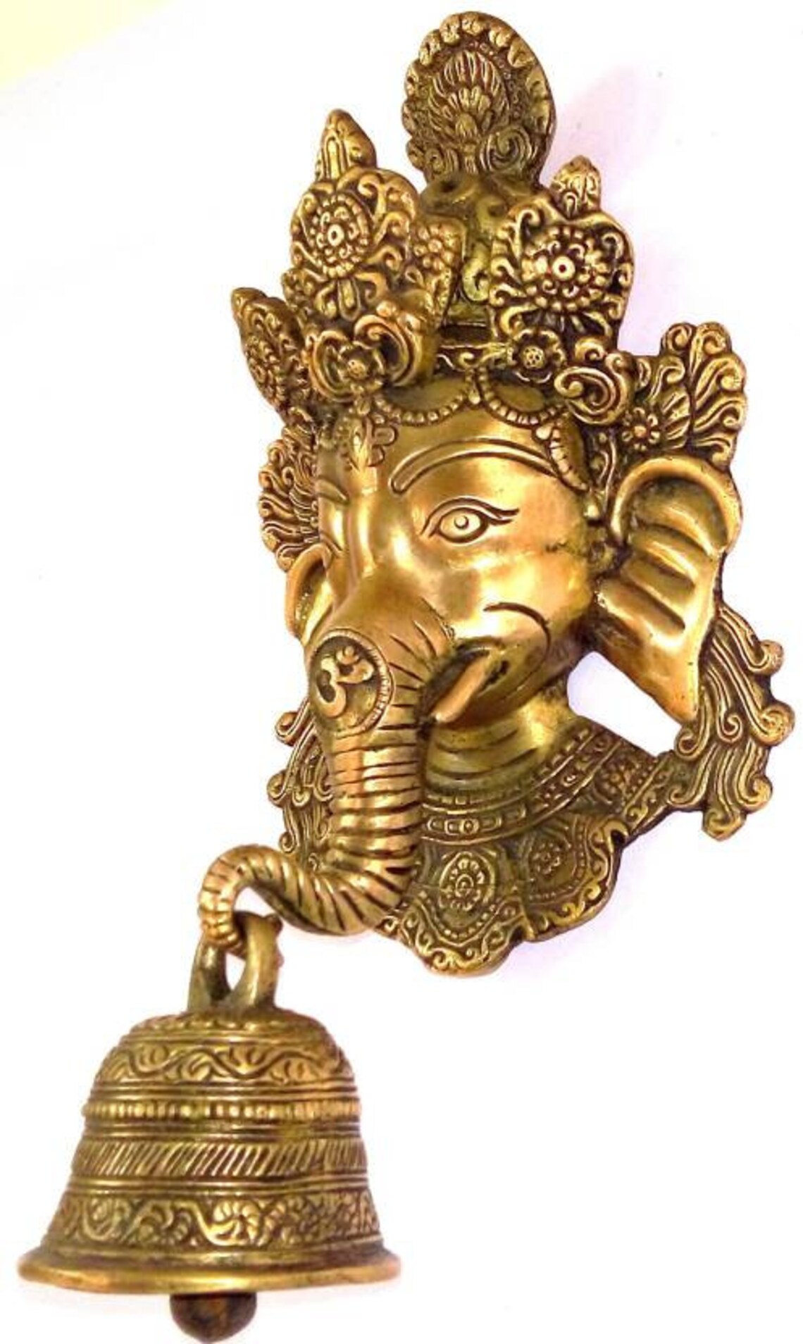 Brass Lord Ganesha Wall Hanging With Bell Idol Etsy