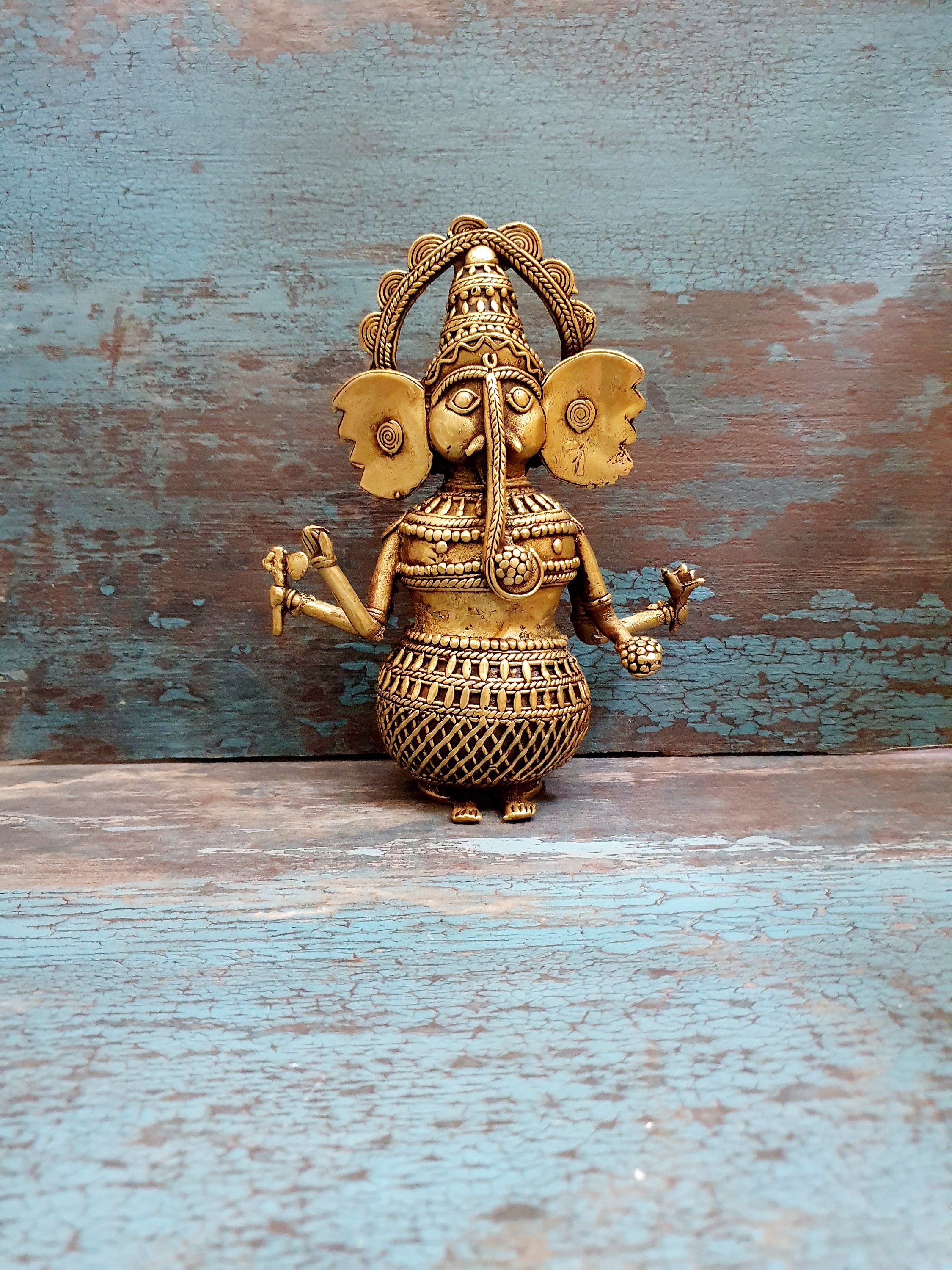Brass Ancient Dhokra Art handmade tribal art lord ganesha idol Etsy