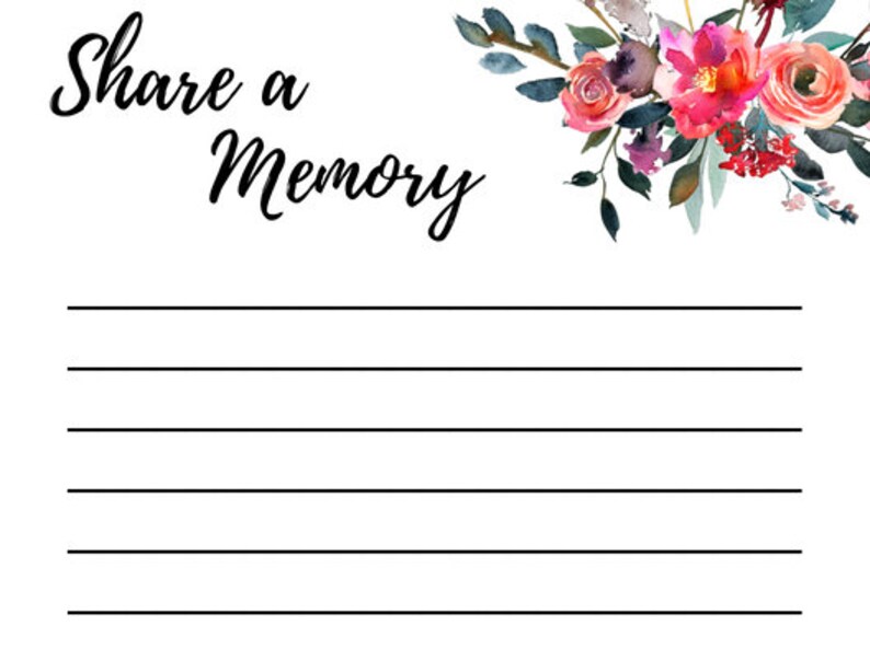Share a Memory Cards Memorial Service Printable Funeral Etsy