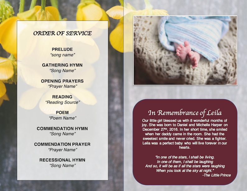 Free Printable Stillborn Funeral Program Template