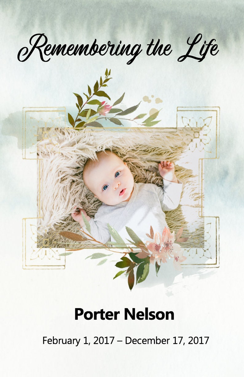 Lds infant funeral program template baby memorial service life etsy