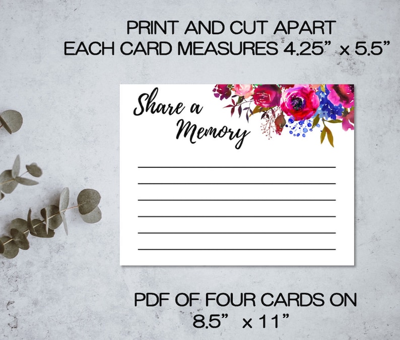 Funeral Program Share a Memory Cards Memorial Service Etsy