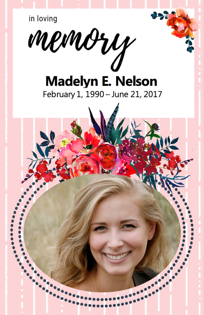 LDS Soft Pink Funeral Program Template Celebration of Life Editable
