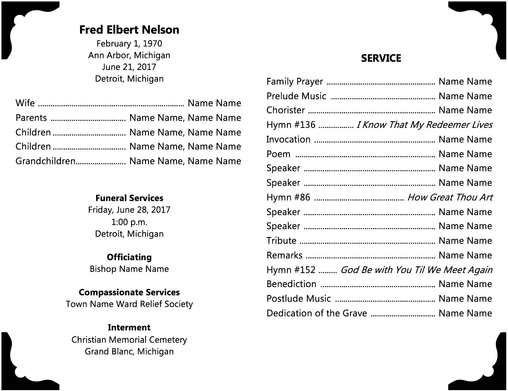 LDS Funeral Program Template for Man the Church of Jesus Etsy LDS Funeral Program Template for Man the Church of Jesus Etsy