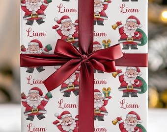 Personalised Name Santa Claus Christmas Wrapping Paper, Custom Christmas Wrapping Paper, Christmas Gift Wrap, Christmas Paper, Xmas Wrapping