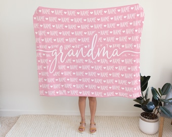 Personalised Custom Grandma Blanket With Grandkids Names, Grandma Blanket, Grandparent Blanket, Grandma Gift, Mother's Day Gift, Soft Throw